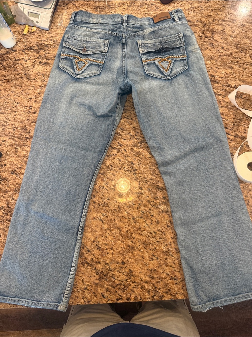 Flypaper Light Blue Boot Cut Jeans with Beaded Back Pockets